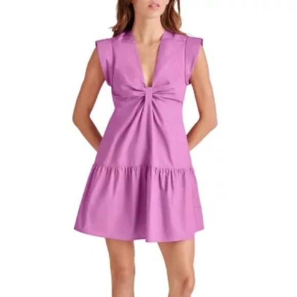 Steve Madden Mini Dress V-Neck Ruffle Hem Casual Party Dress Sz S / #5390